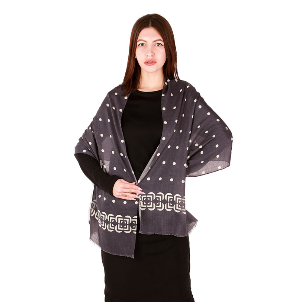 KITON DARK GRAY, WHITE SMOKE PALANKIN SCARF | WOMENS SIZE 172X56